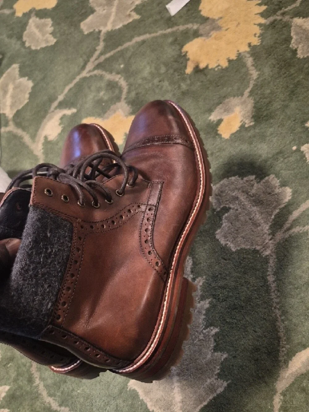 Johnston & Murphy Brown Leather Chukka Boots with Brogue Cap Toe